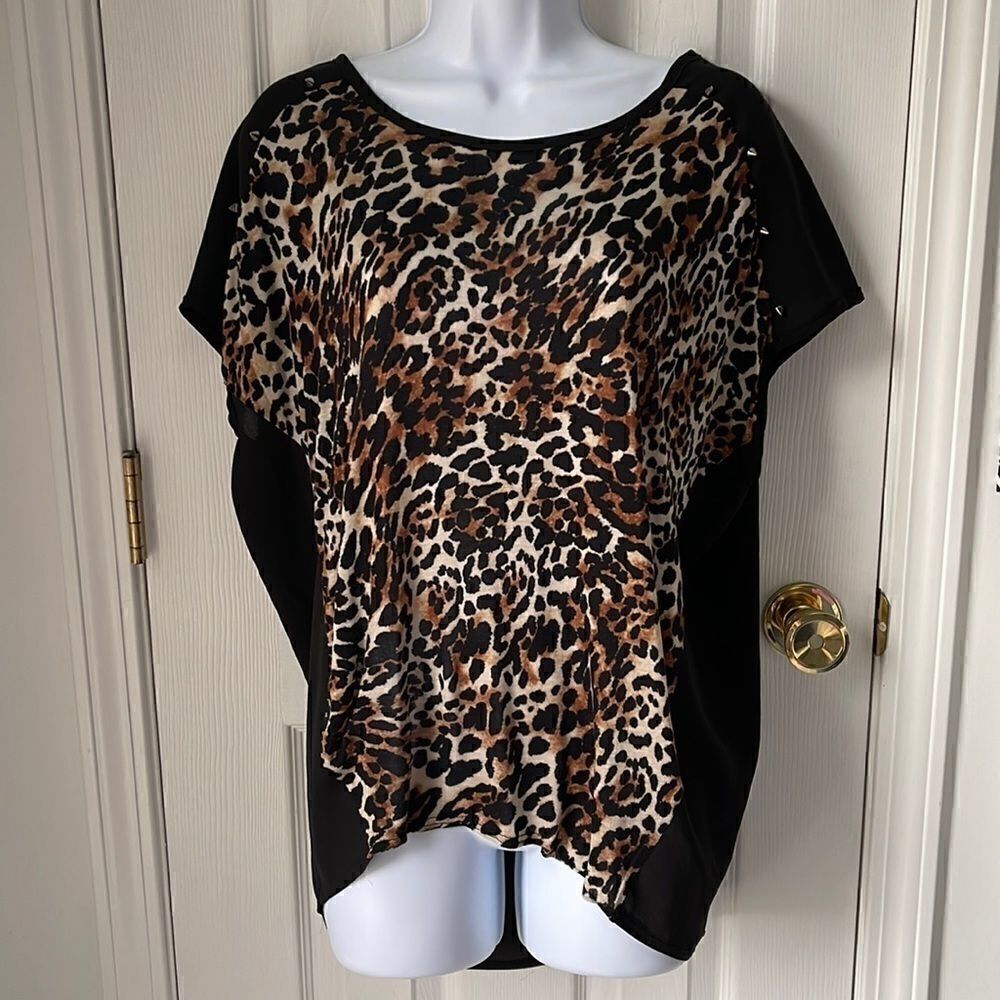 Studded leopard blouse